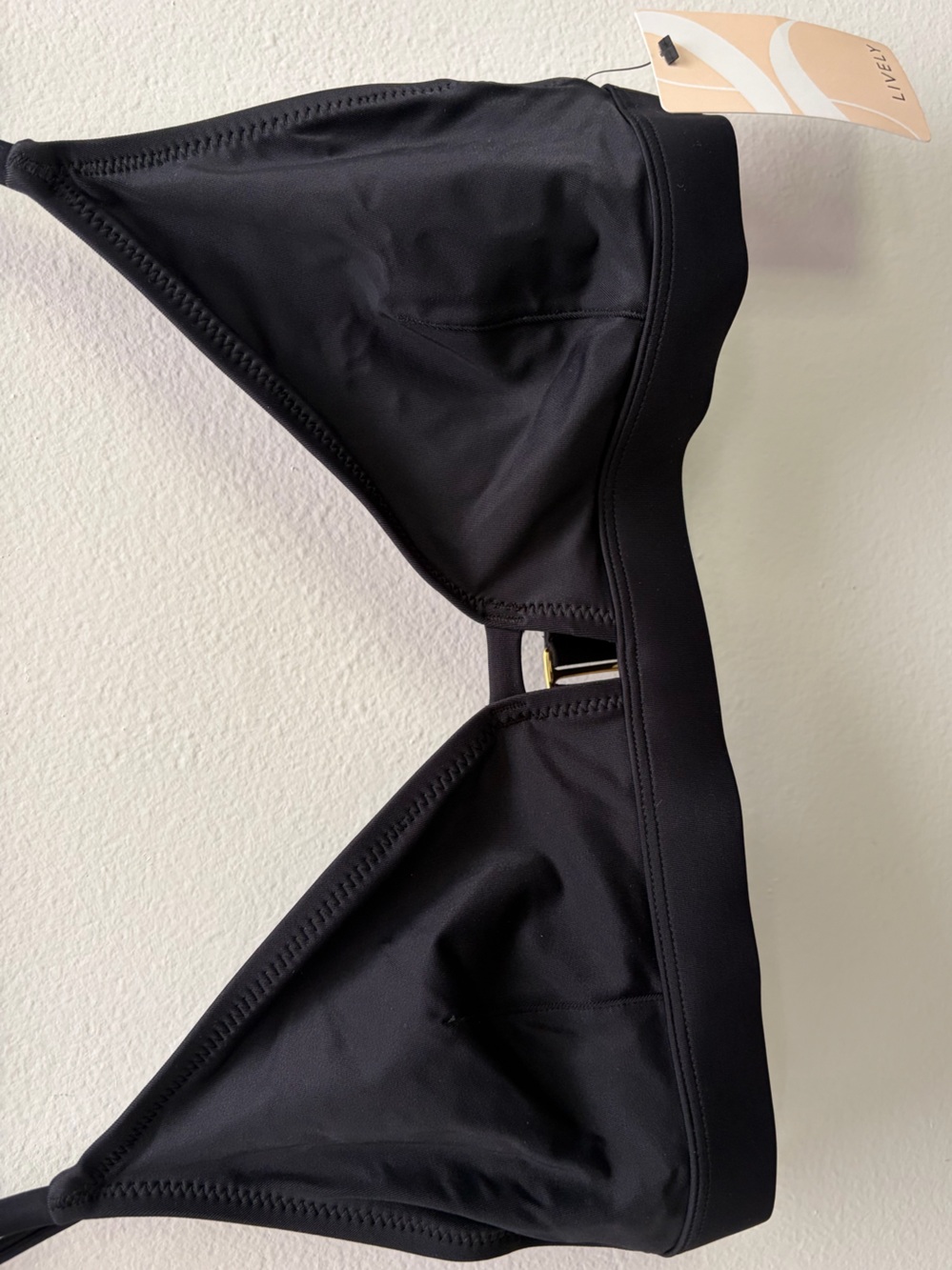 Lively Black Triangle Bikini Top with Gold Accent